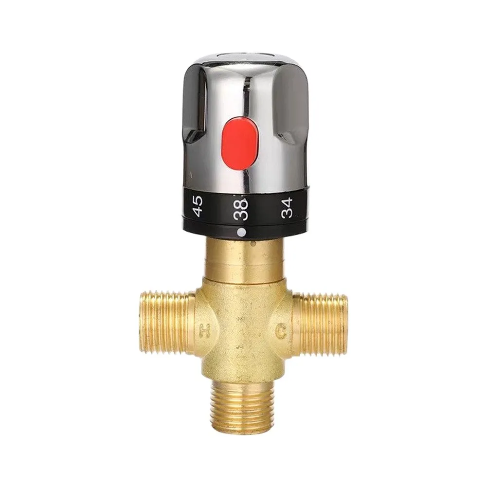 Bathroom Hot Water Mixing Valve Stable Temperature Control Shower Fitting 1/2Inch G Connector Leakproof Shower Room Adjustment