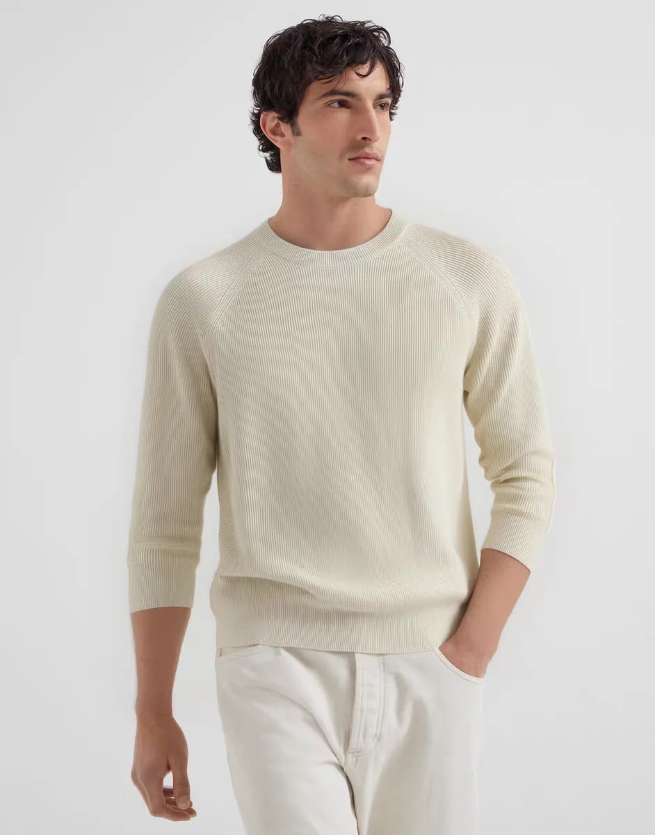 

Ele Вязаный свитер, повседневный мужской длинный све, круглый, простой, осенне-зимний, Faion Busin, повседневный, дышащий, для кожи...