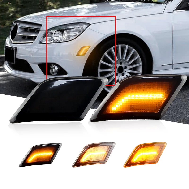 

2×for Mercedes Benz C63 AMG Base C63 AMG Black Series/AMG Edition 507 -Front Bumper Reflector Lights LED Side Marker Signal Lamp