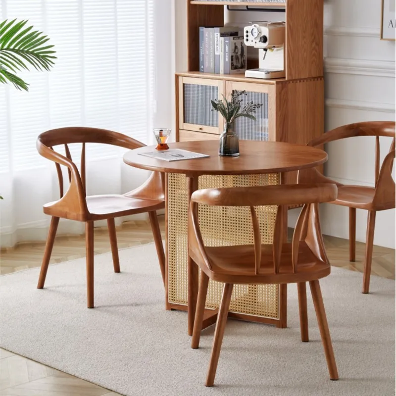 Cadeira de jantar de madeira maciça com encosto do braço, Nordic Home, Modern Minimalista Coffee Chair, Sala e Móveis de Cozinha, Novo