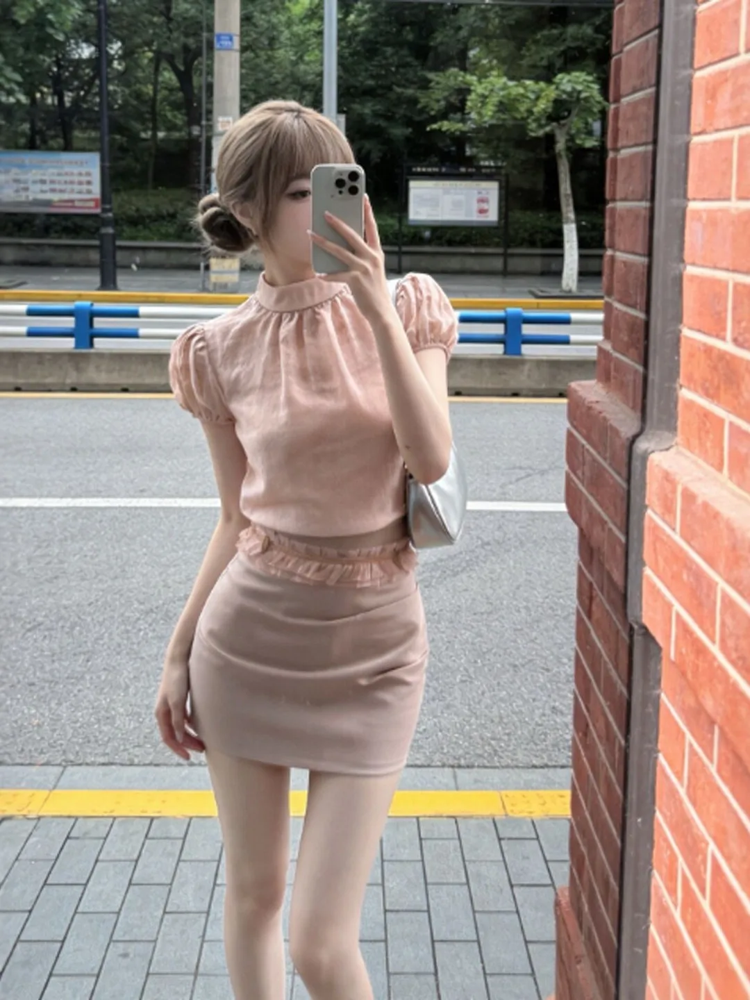 

Elegant Two-Piece Set Women's Fashion Summer Outfit Soft Style Short Skirt Bodycon Top Comfortable Cotton High Waist Skirt