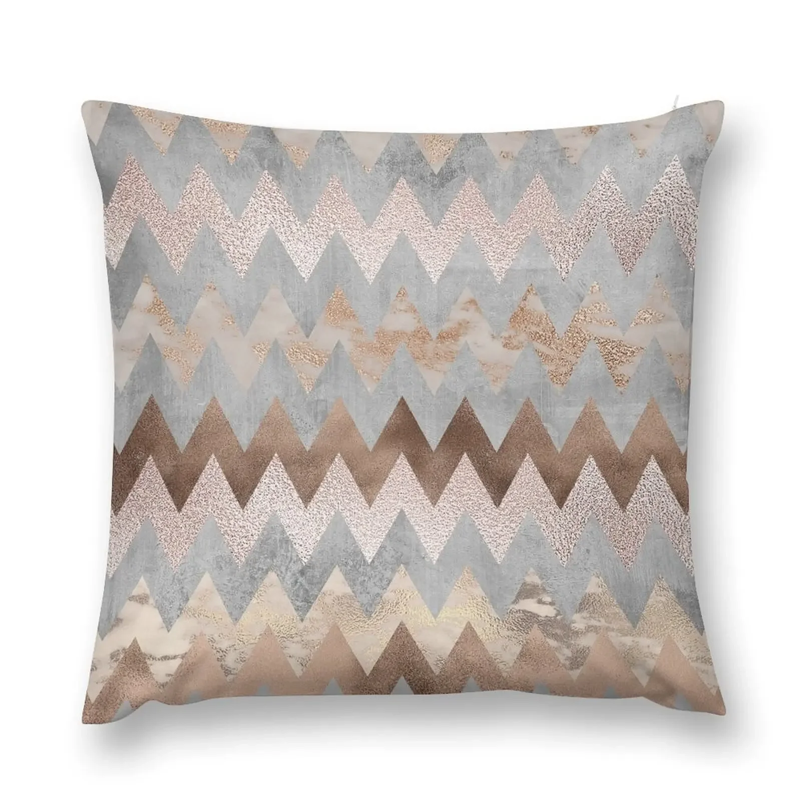 Copper and Blush Rose Gold Marble Chevron Pattern Throw Pillow Pillow Decor pillow