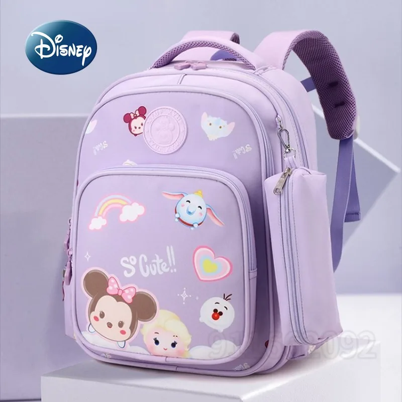 Disney Cartoon Minnie School Bag, mochila feminina, de alta qualidade, grande capacidade, casual, tendência da moda, novo