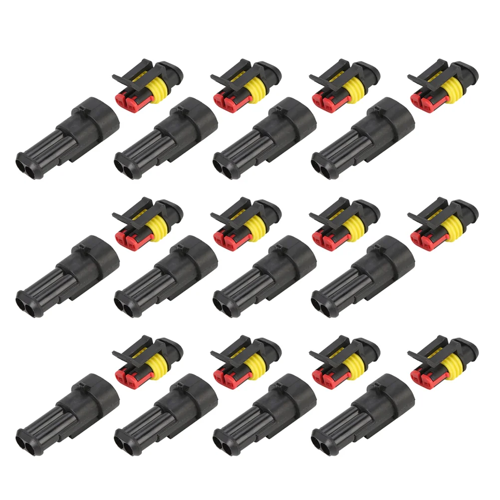 15 Pairs Waterproof Electrical Wire Terminal Connectors Plugs Kits for Motorcycles (2P 3P )