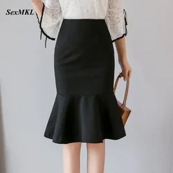 Oversized Fashion Women Skirt 2026 Sexy High Waist Skirts Ruffle Bodycon Korean Style Office Lady Midi Pencil Skirt Jupe Femme