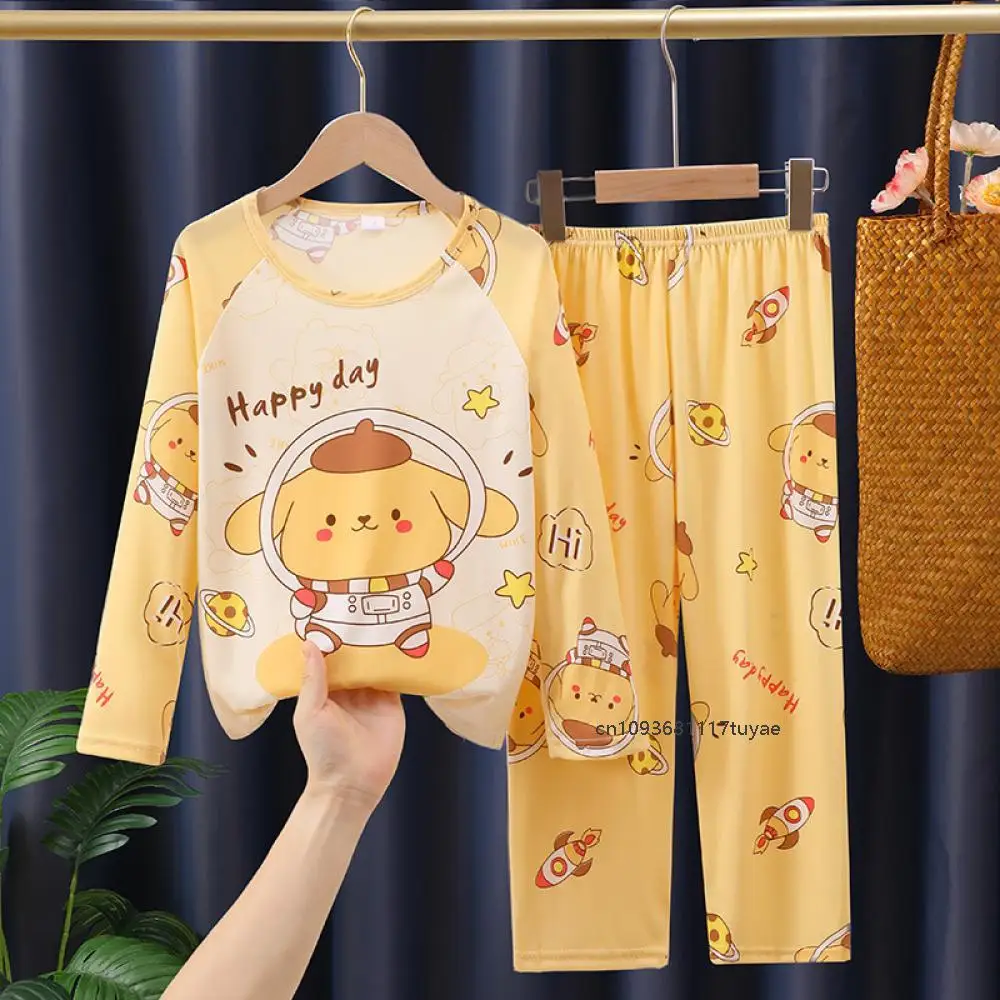 Sanrioed 2 قطعة أنيمي مرحبا كيتي بيجامات أطفال بأكمام طويلة Kawaii ميلودي كورومي الأميرة الكرتون لطيف الاطفال ملابس خاصة