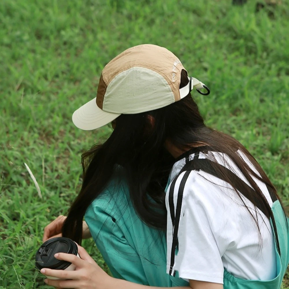 

Light Weight Waterproof Curved Brim Golf Hat Splicing Nylon Flat-brimmed Cap Peaked Breathable 5-panel Baseball Cap Running