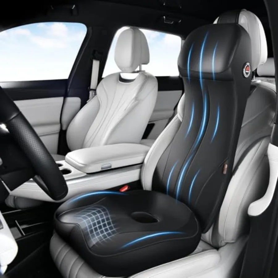 

Эргономичная подушка для автомобильного сиденья из пены с эффектом памяти и поясничной опорой, подушка-подголовник с поддержкой спины, мягкая кожаная дышащая подушка для вождения