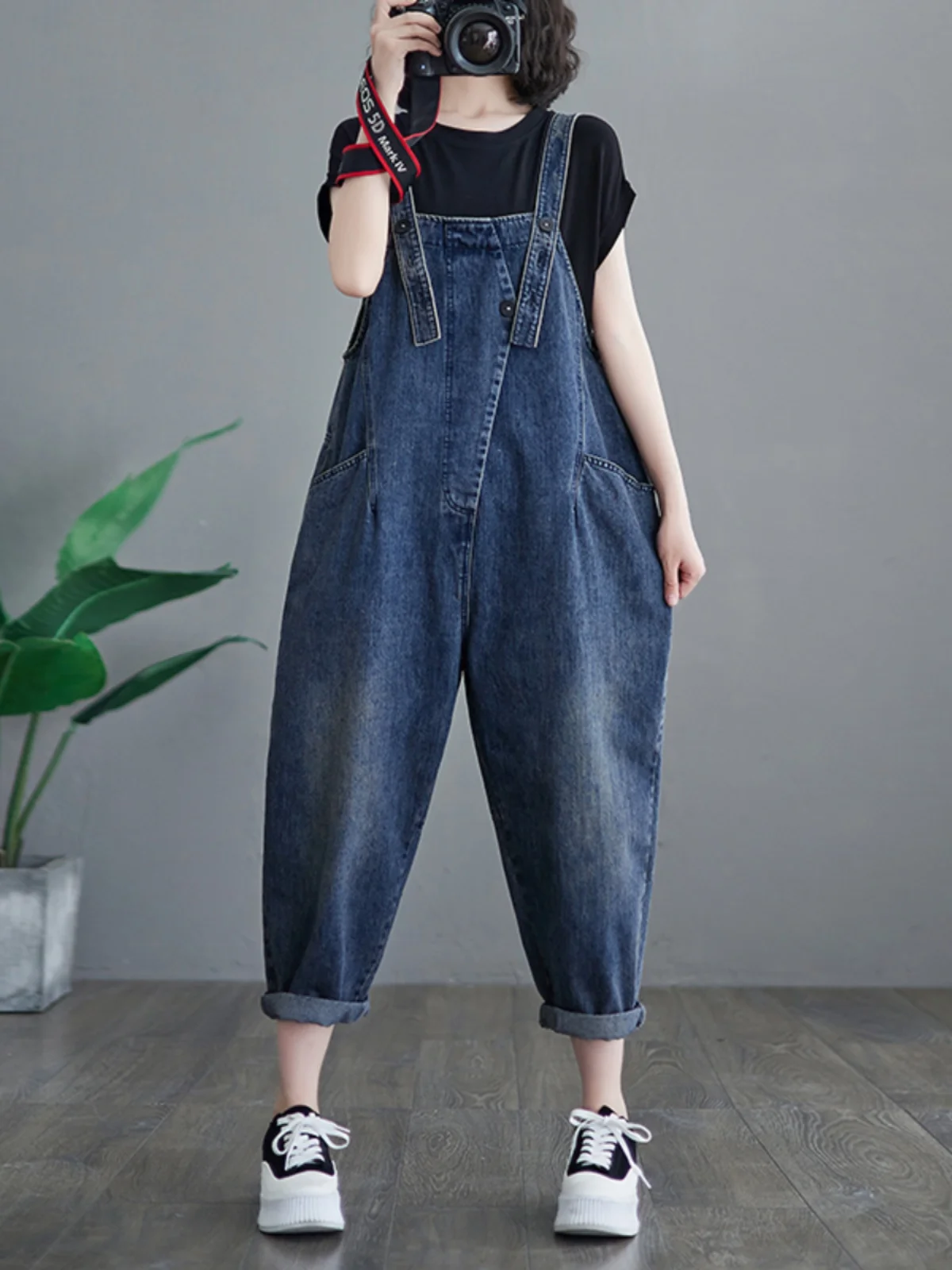 Fashionable Loose Denim Overalls Women's Korean Style Spring Autumn Nine Points Age Reduction Small Batch Summer New Model