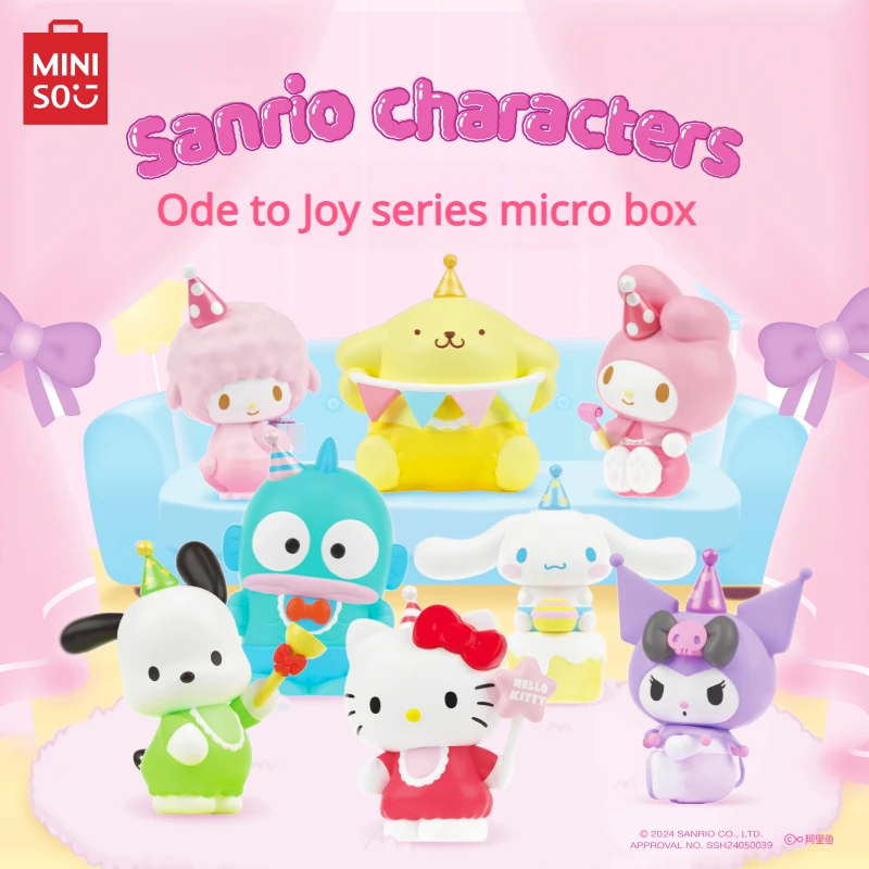 MINISO Blind Box Sanrio Ode To Joy Series Doll Model Kawaii Desktop Decoration Micro  Birthday Gift Cinnamoroll Pochacco