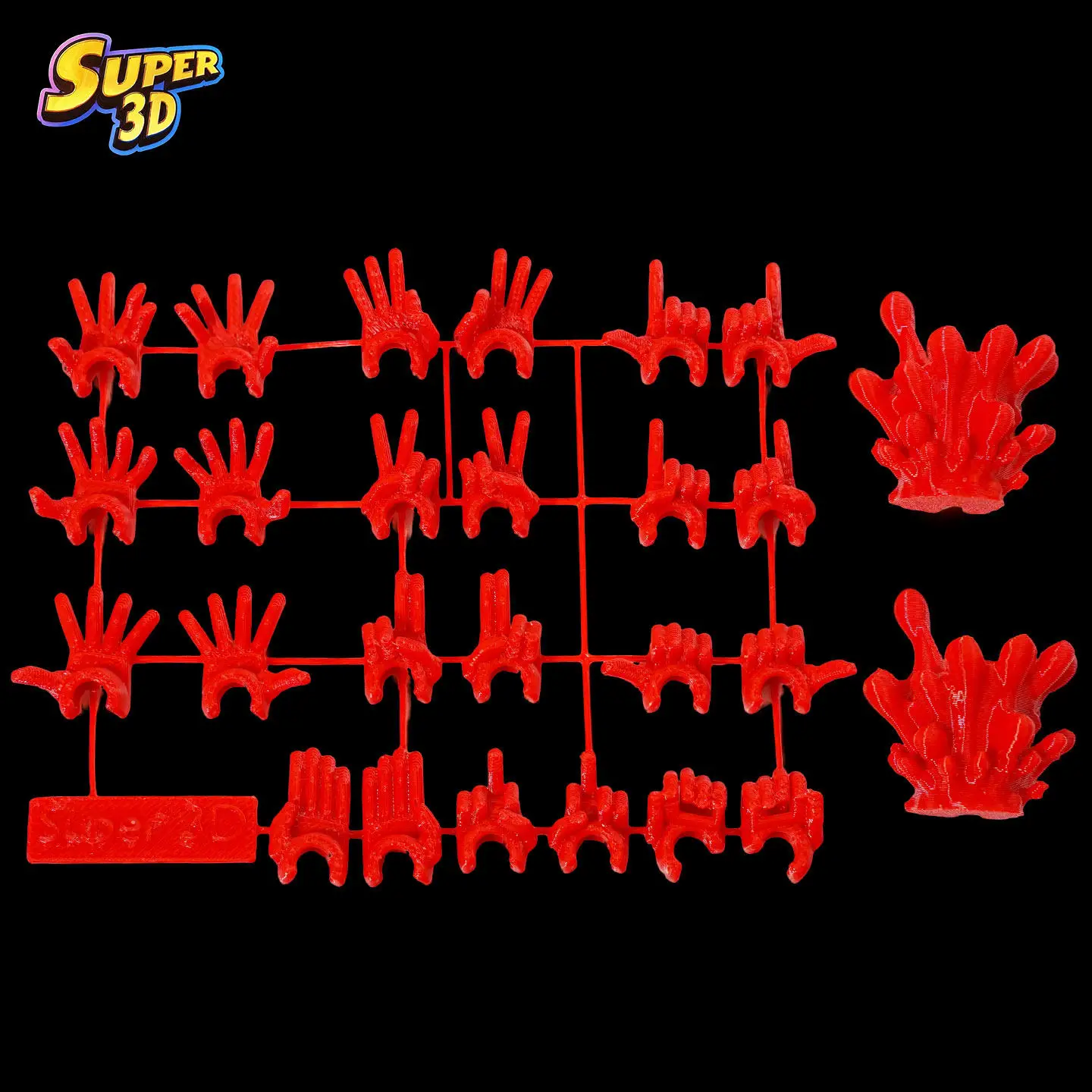 Super 3D 3D Printed Invincible Replacement Hands T13 Dummy Action Figure Red Multi Gesture Model Accessories Toys