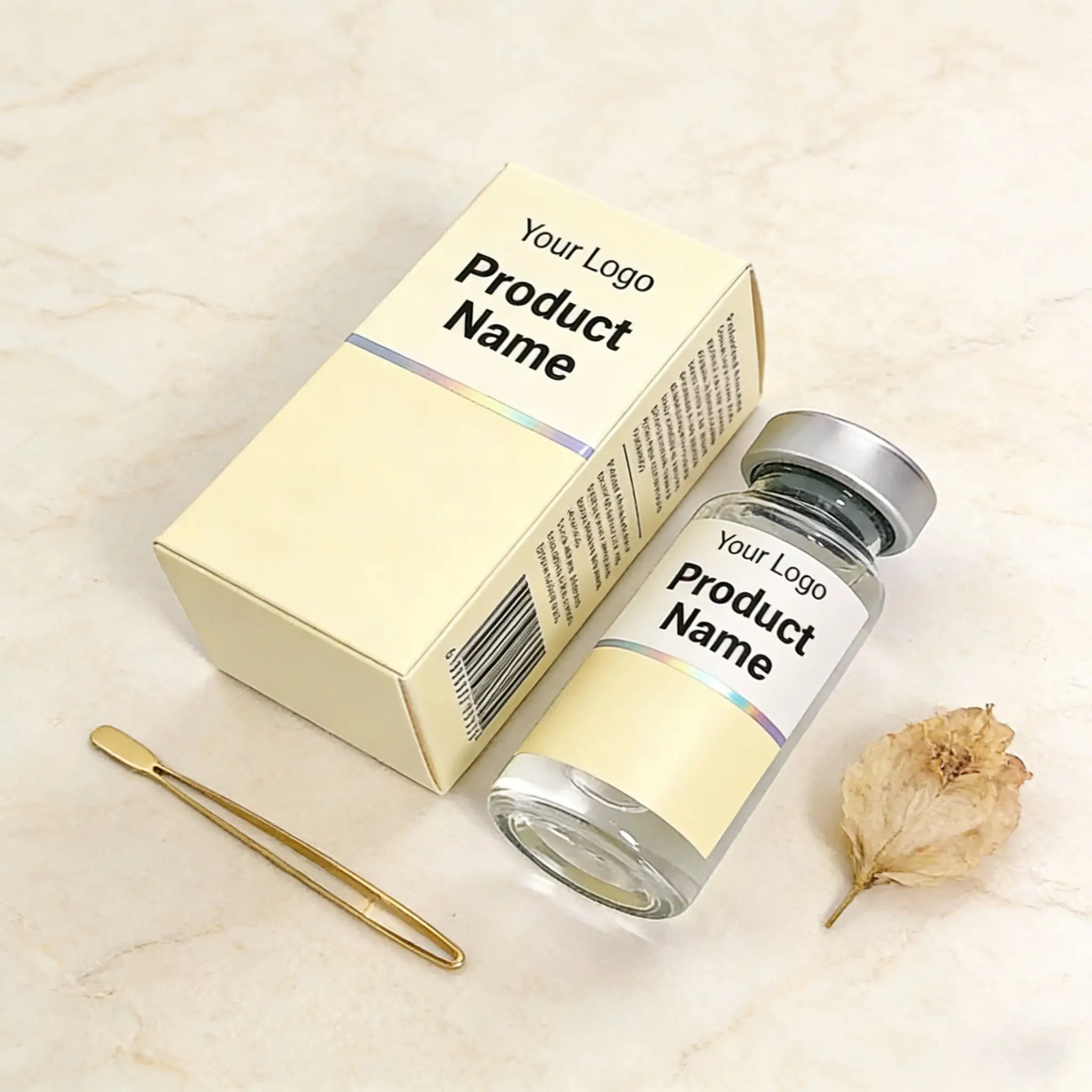 

Custom High Durability Vinyl Labels And Packaging Boxes For Peptide Biotech Vials 3ml 5ml 10ml