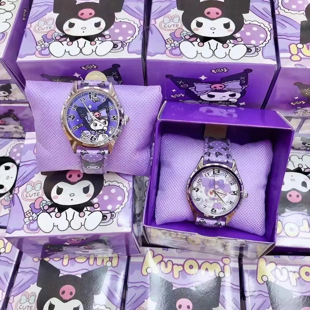 Anime Sanrio PU leather electronic watch kulomi big-eared dog Melody children's watch gift with gift box