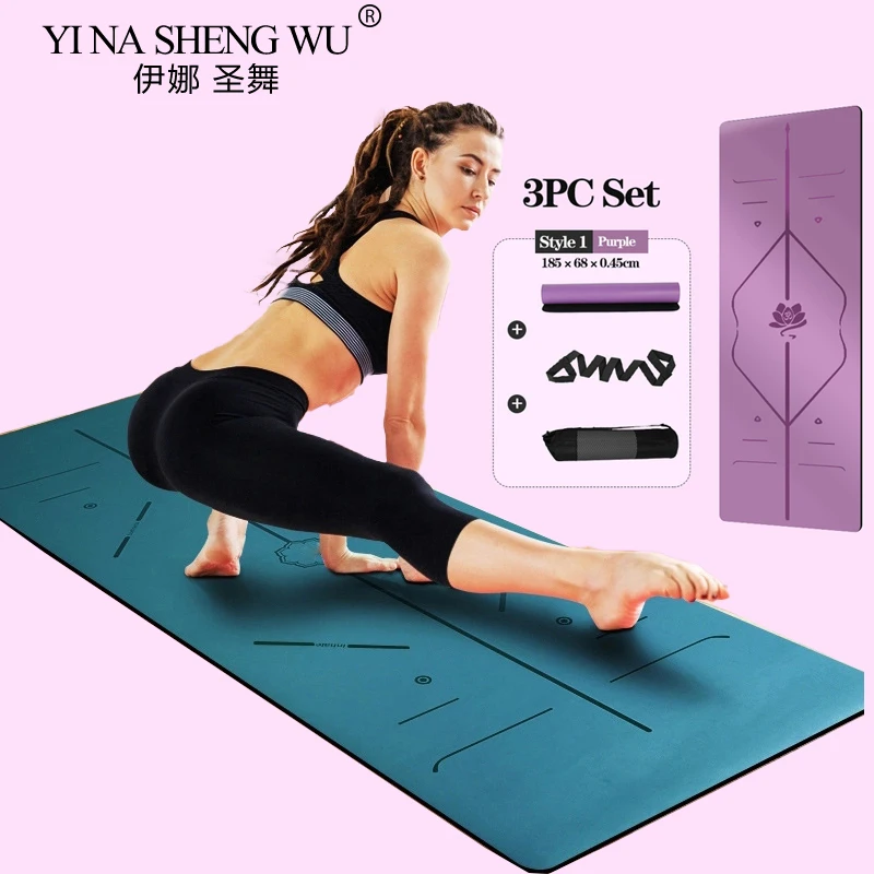 185*68cm Yoga Mat Non Slip, Eco Friendly Pilates Fitness Mats Anti-Tear Exercise Yoga Mat with Carrying Strap and Bag for Women