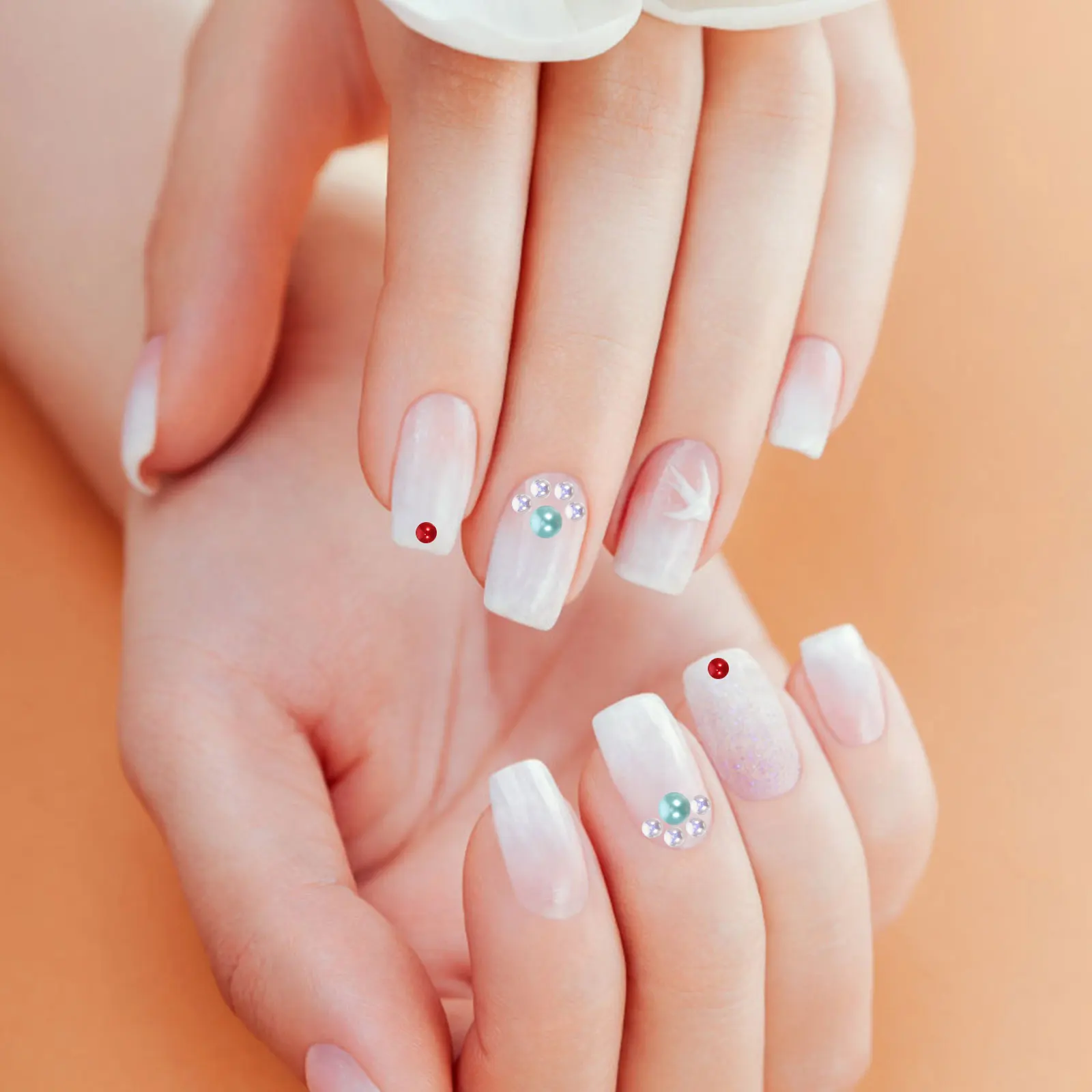 

Rhinestones Nail Patch Pearl Resin Imitation Half Flatback Decorative Multi Function Convenient Manicure DIY Charm Art