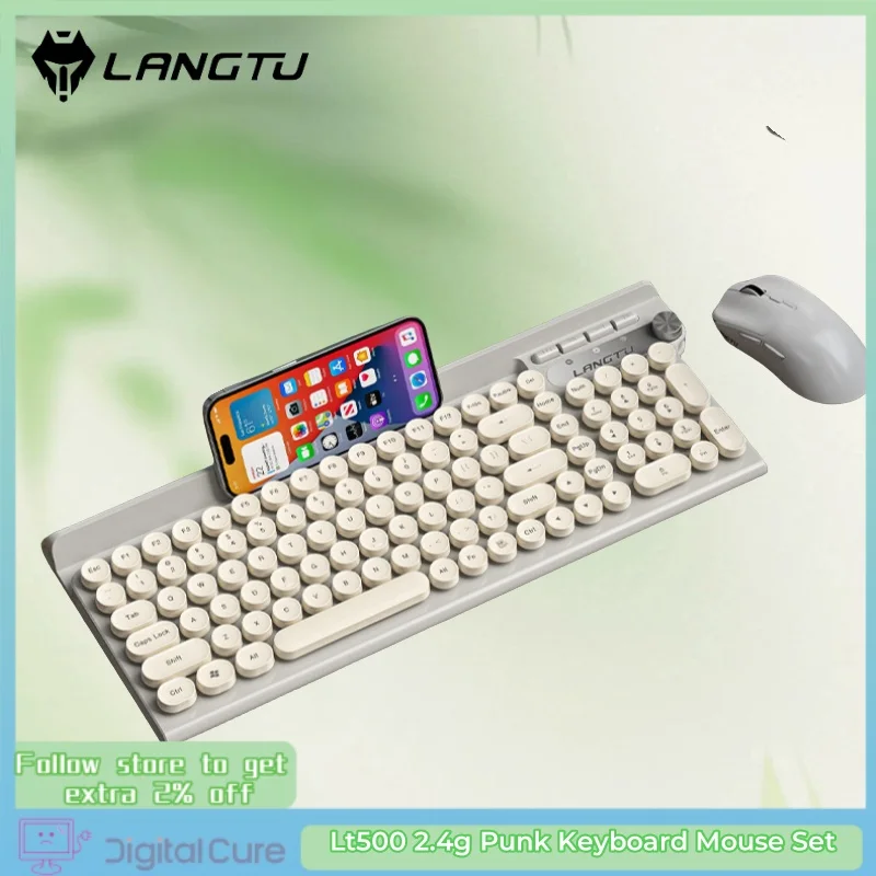 

2025 Langtu Lt500 Беспроводная 2,4 г Bluetooth-клавиатура и мышь в стиле панк USB-интерфейс 1500 точек на дюйм зарядка бесшумный компьютерный офис