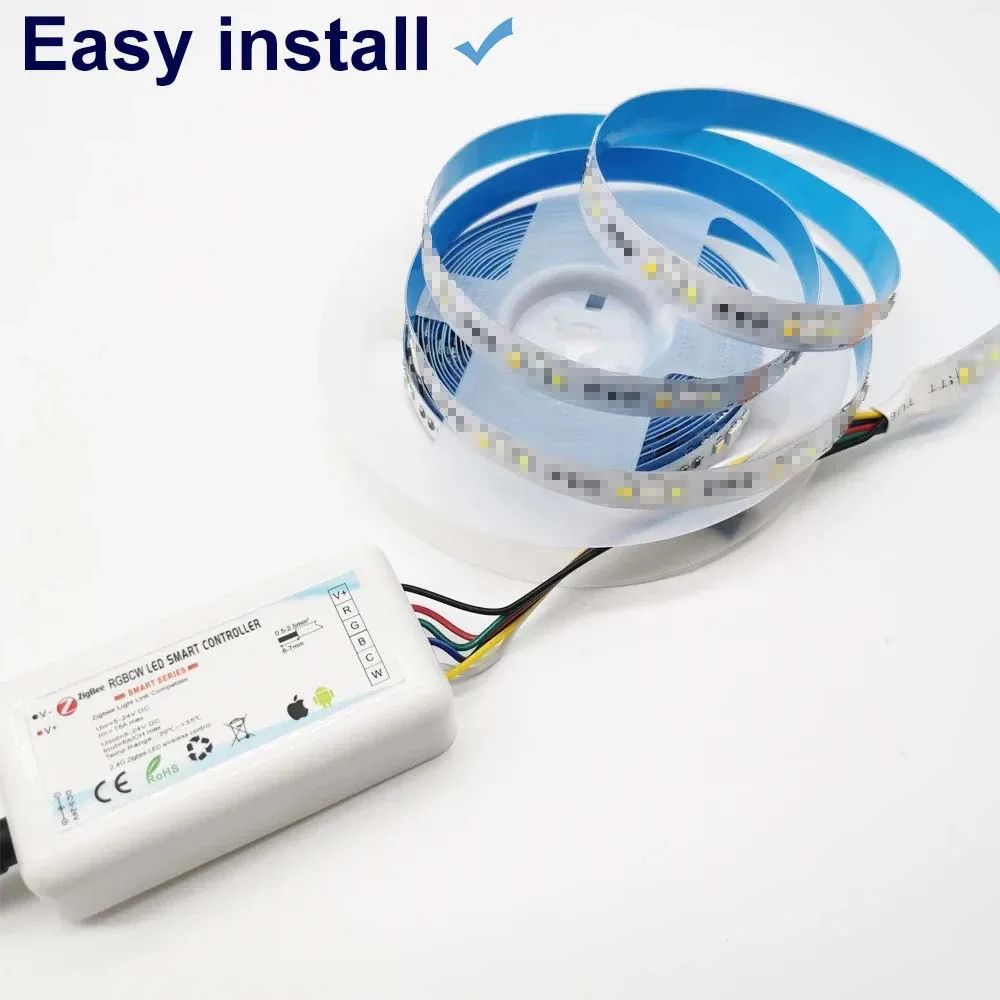 Controlador inteligente ZIGBEE 3,0 5M-20M DC24V 5050 RGBCCT tira de luces LED nocturnas decoración de habitación aplicación Tuya Zigbee/Control de