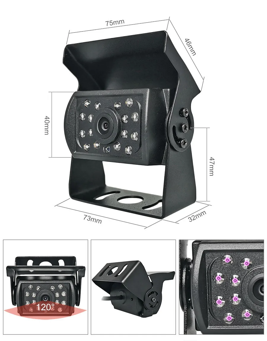 DIYKIT HD CCD Van Bus Lorry Car Rear View Reversing Parking Camera IR Night Vision IP68 Waterproof 12V-24V DC