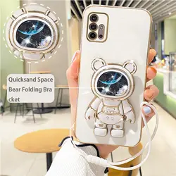 Quicksand Astronaut Strap Holder Case For Motorola Moto G8 G9 G50 G30 G20 G10 G60 G22 G52 G73 G60s E7 Power Stand Fundas Cover