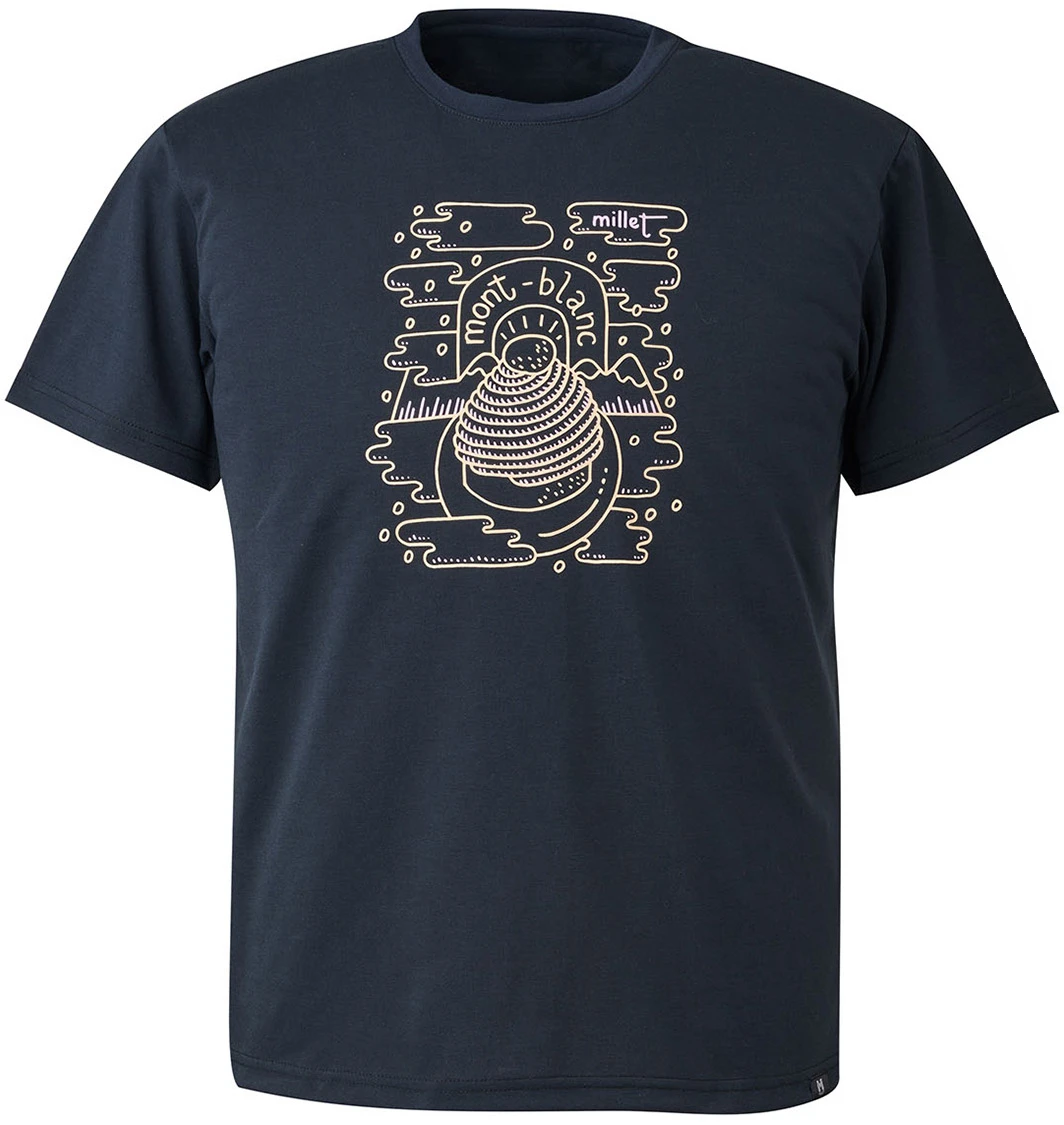 Mont‑Blanc Mountain Line‑Art Camping Brand Graphic Tee Cotton Mens Womens T-Shirt Outdoor Casual Top