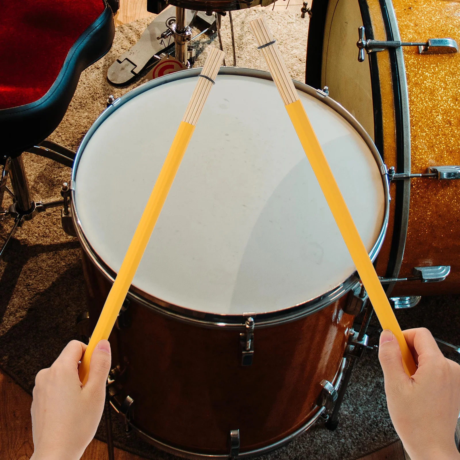 

1Pair Bamboo Drumsticks Professional Durable Percussion Drumsticks Replacement Accessory for Beginners Gentle Uniform Hammering