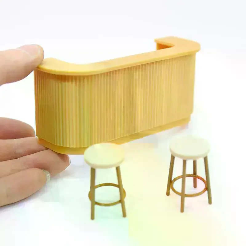 3개 세트 플라스틱 가구 놀이집 미니어처 테이블 의자 1:12 스케일 인형집 바 카운터 장면 모델 인형집 액세서리