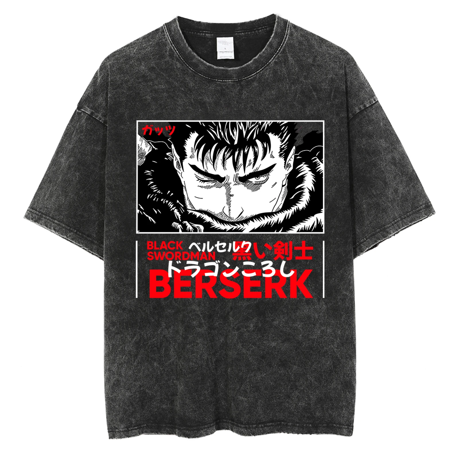 

Men Oversized T-Shirts Washed Vintage Harajuku T-shirt Anime Graphic Print T Shirt Streetwear Cotton Loose Short Sleeve Tshirt