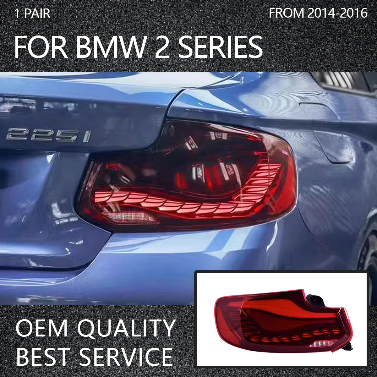 

New Style LED Dynamic Tail Lights for BMW 2 Series 2014-2016 M2 F22 F23 F87 OLED Tail Lights