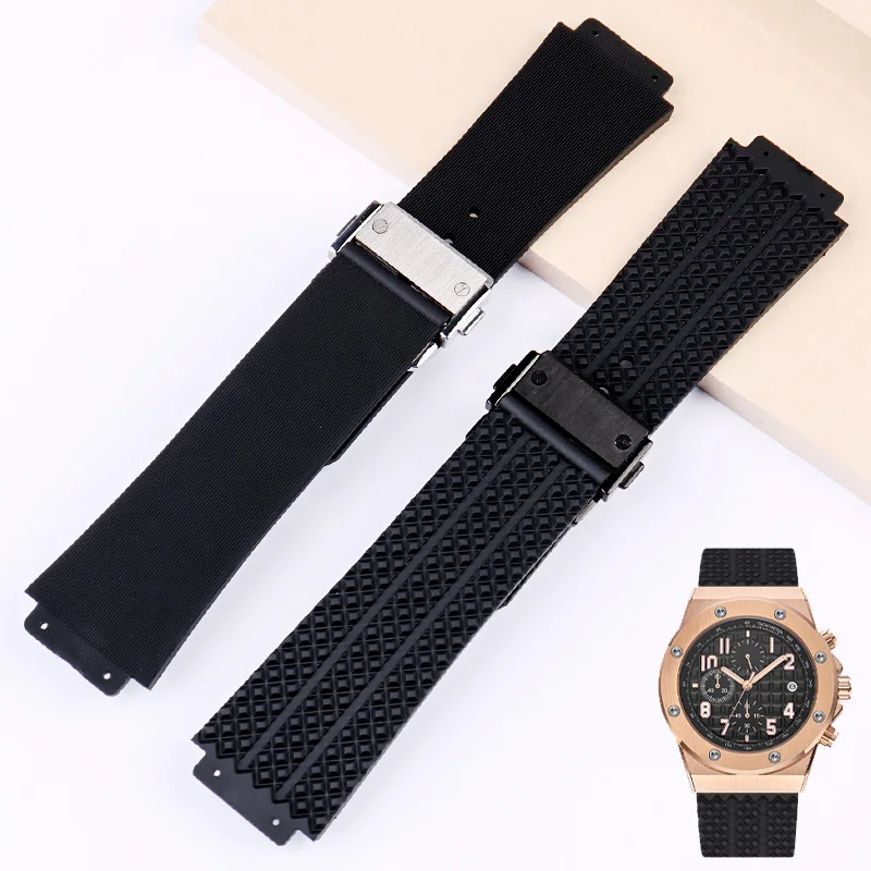 Watchband For HUBLOT BIG BANG Silicone 26*19mm Waterproof Men\'s Watch Strap Chain Watch Accessories Rubber Bracelet +tool