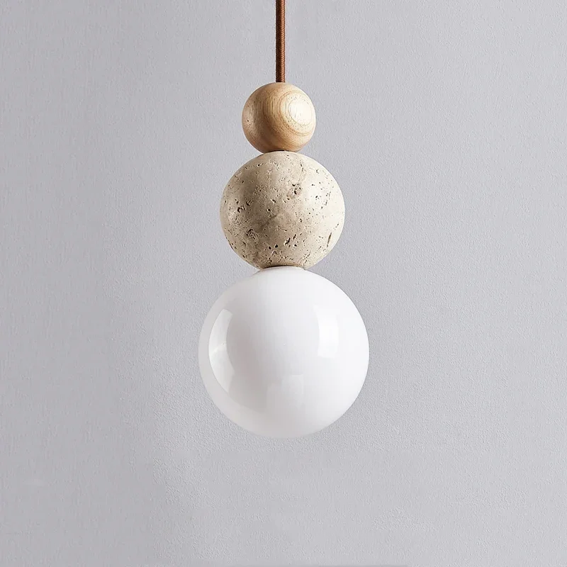 Lámpara colgante Led de estilo escandinavo para decoración de habitación, iluminación de apartamento Simple, Tufa amarilla Wabi Sabi, mesa redonda en forma de calabaza