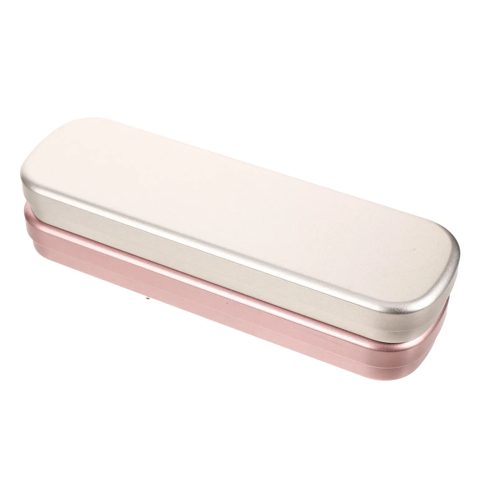 

2Pcs Metal Pen Case School Student Pencil Box Portable Clamshell Design Pen Organizer Stationery Holder Metal Pencil Box