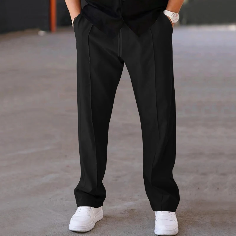 Men's casual sports pants side buttons loose version of elastic belt holiday trend hot selling nine-minute pants
