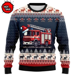 Firefighter Santa Claus Graphic Sweatshirts Men Ugly Christmas Sweater Fashion Funny 3d Print Chilren Pullover Mens Sweaters Top