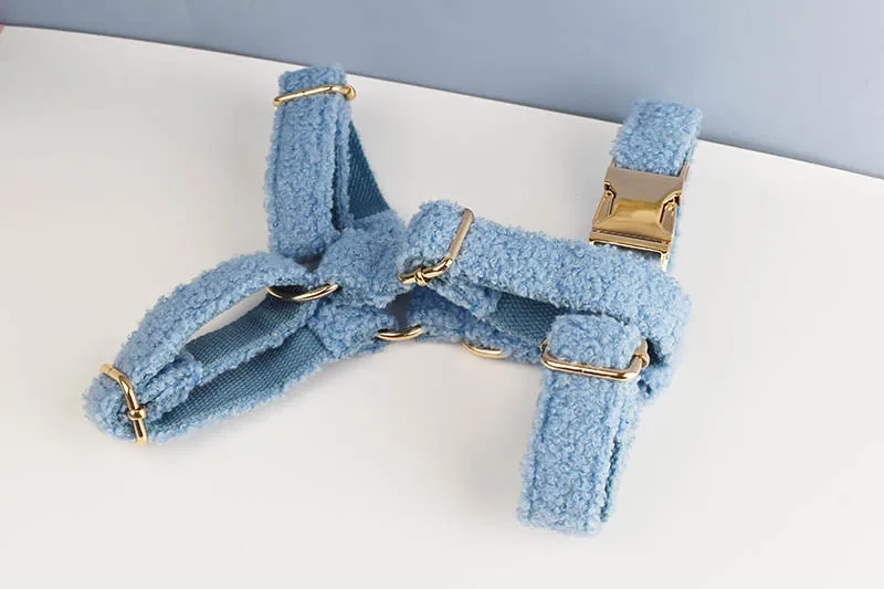 Teddy-Samt-Hundehalsband und Leinen-Set für Hunde, individuell graviertes Namensschild, Haustierbedarf, Hundeleine Teddy05 – Detail 6