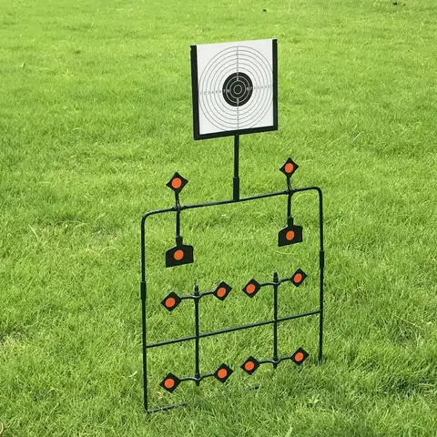 Heavy Duty Steel Target Stand Self Resetting Spinner for Bullet Trap Practice Range