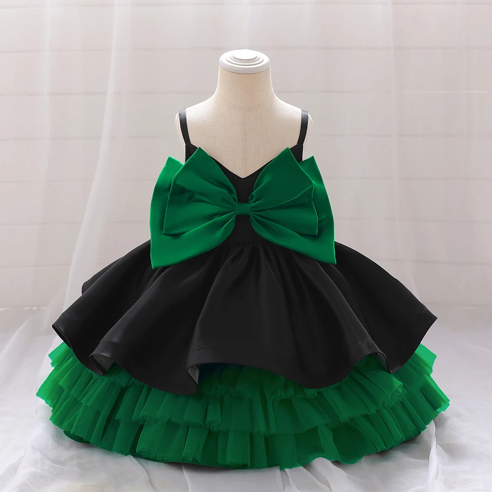 Christmas Big Bow Evening Party Girls Dress Newborn Christmas Kids Clothes Princess Pageant Ceremony Gown Costume Vestidos