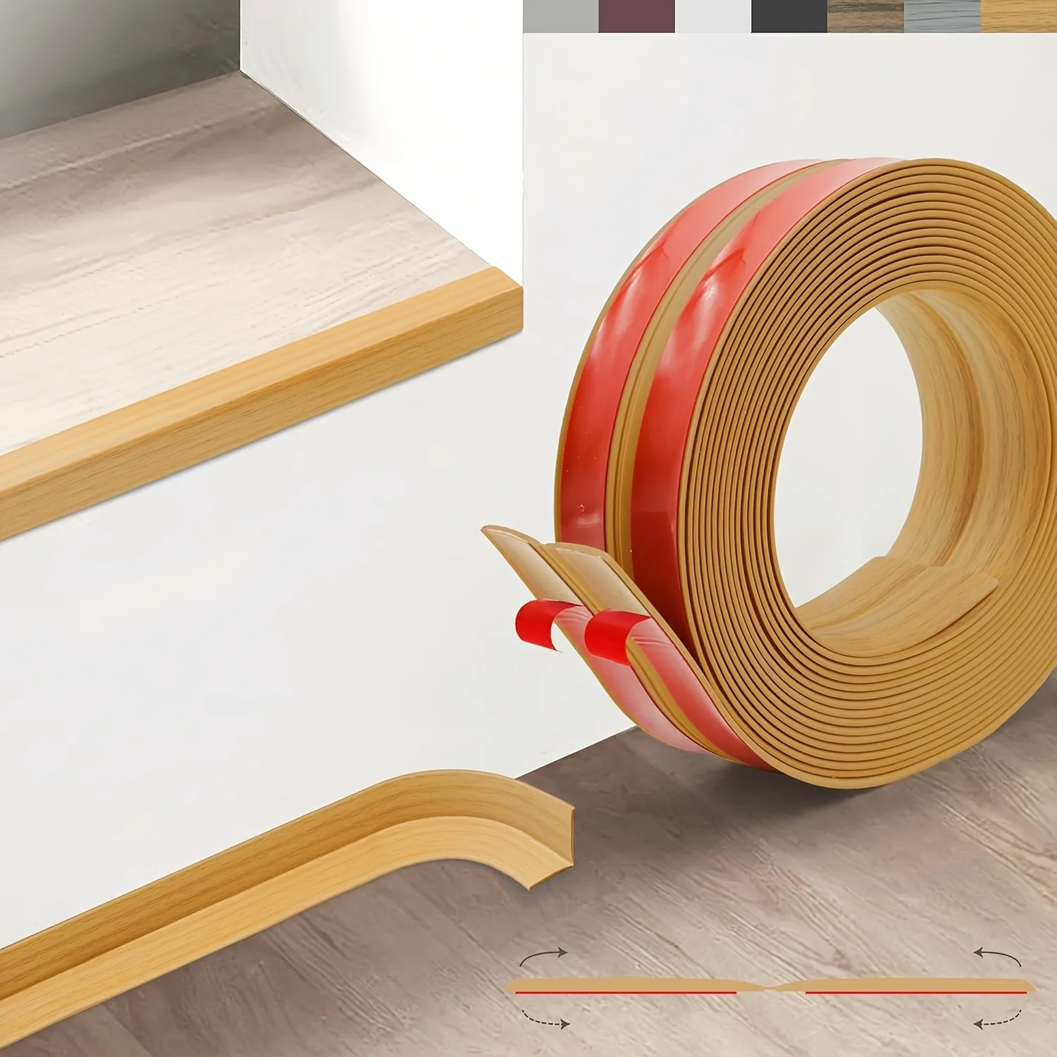5-Meter Self-Adhesive Edge Decoration Tape - Simple Solid Color and Exquisite Wood Grain, Suitable for Walls and Cabinets.