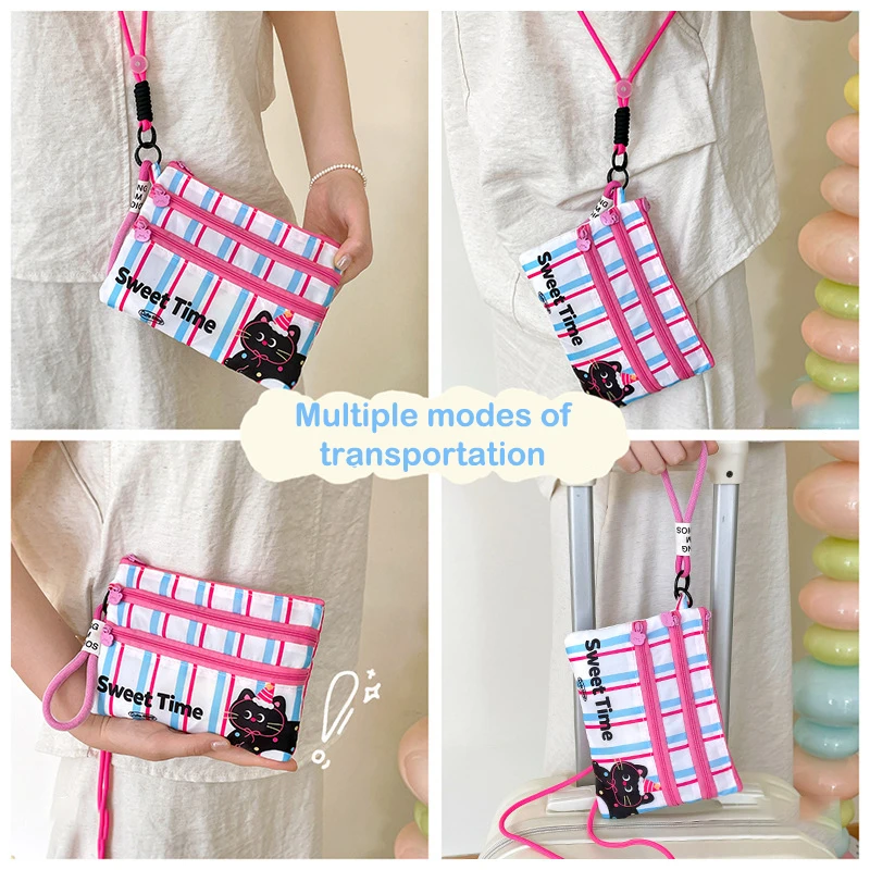 Сумка-держатель для паспорта с браслетом, многослойная сумка для хранения документов, держатель для удостоверений личности, дорожная сумка, мультяшный органайзер для кредитных карт