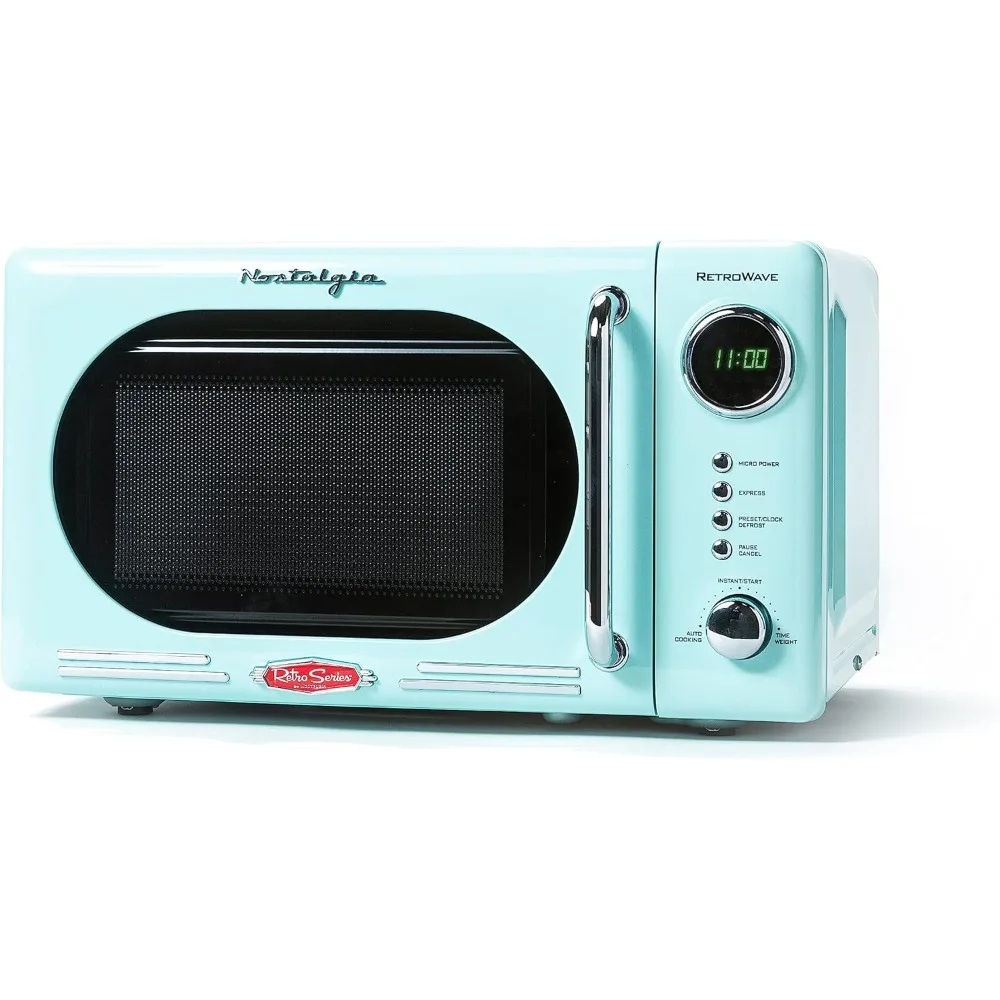 

Retro Compact Countertop Microwave Oven,700-Watts with LED Digital Display - Child Lock,Easy Clean Interior, Aqua