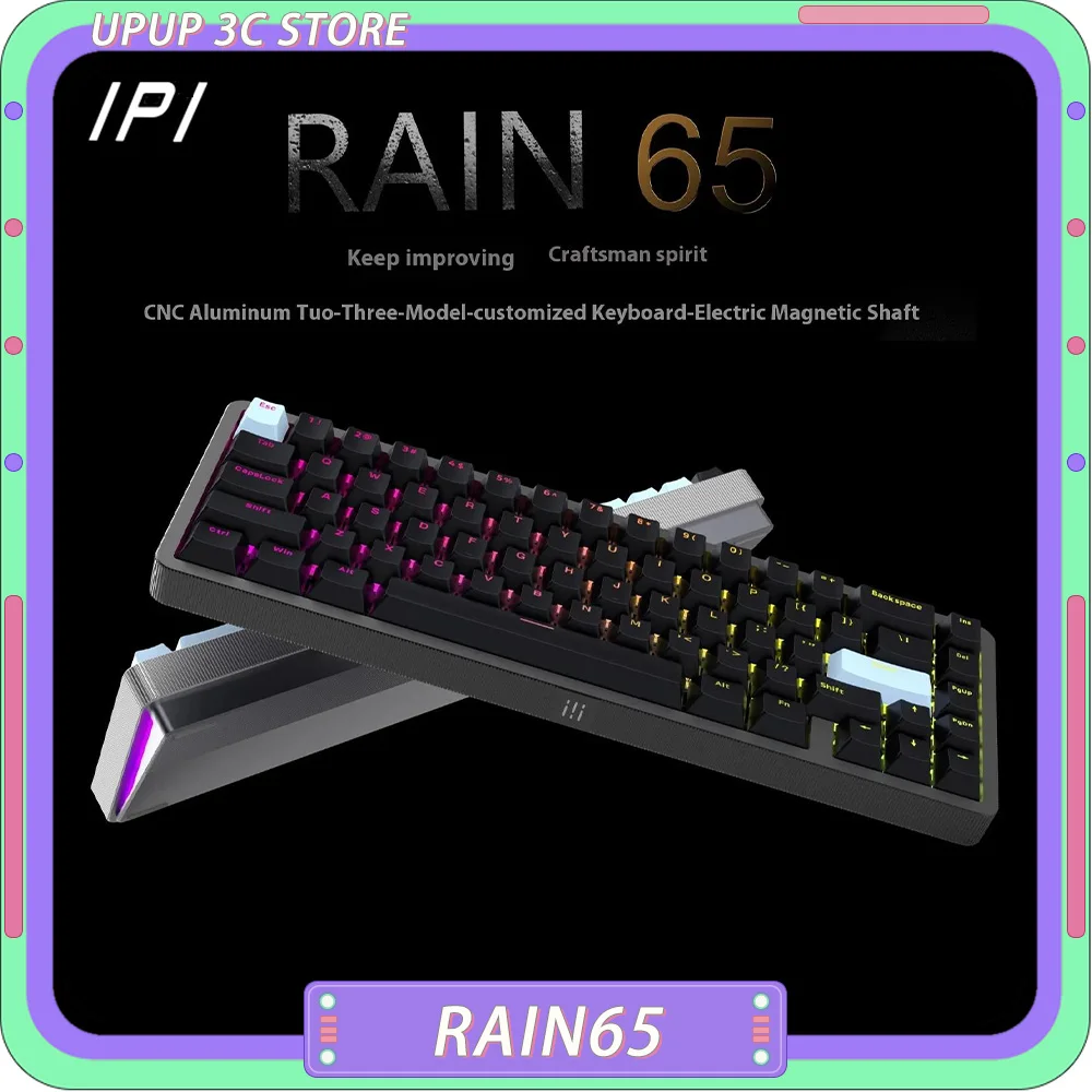 

IPI Rain65 Magnetic Switch Mechanical Keyboard 8000hz Return Rate Aluminium Alloy Gaming Keyboard Three Mode Keyboard Gamer Gift