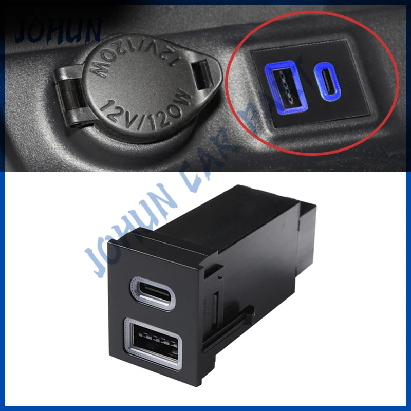 

Автомобильный двойной USB C PD порты QC3.0 с правой отверстием, разъем прикуривателя, быстрое зарядное устройство, использование для TOYOTA RAV4 Wildlander, новинка