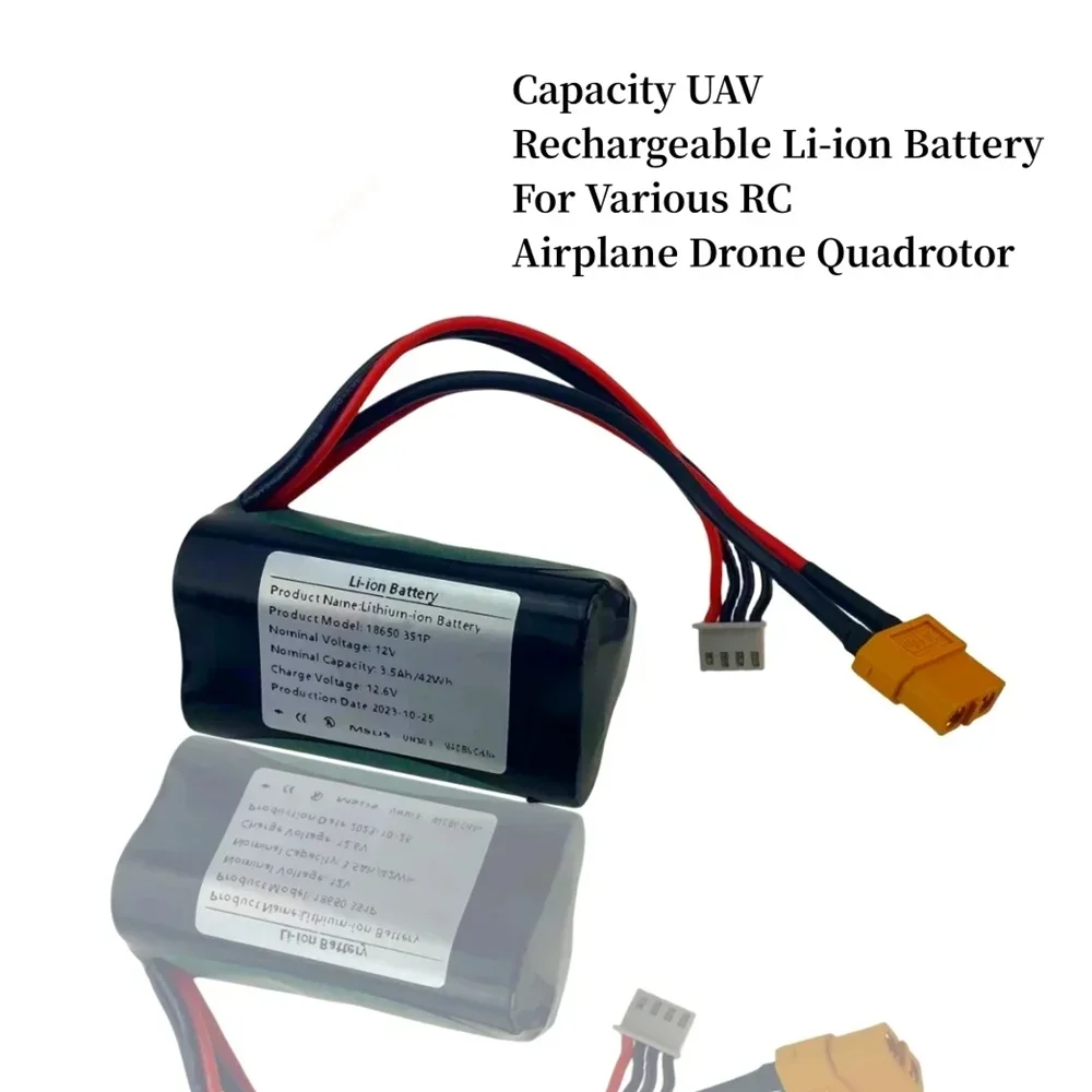 18650 3S1P 12V 3.5Ah Rechargeable Li-ion Battery Pack For Various RC Airplane Drone Quadrotor XH2.54-4P XT60