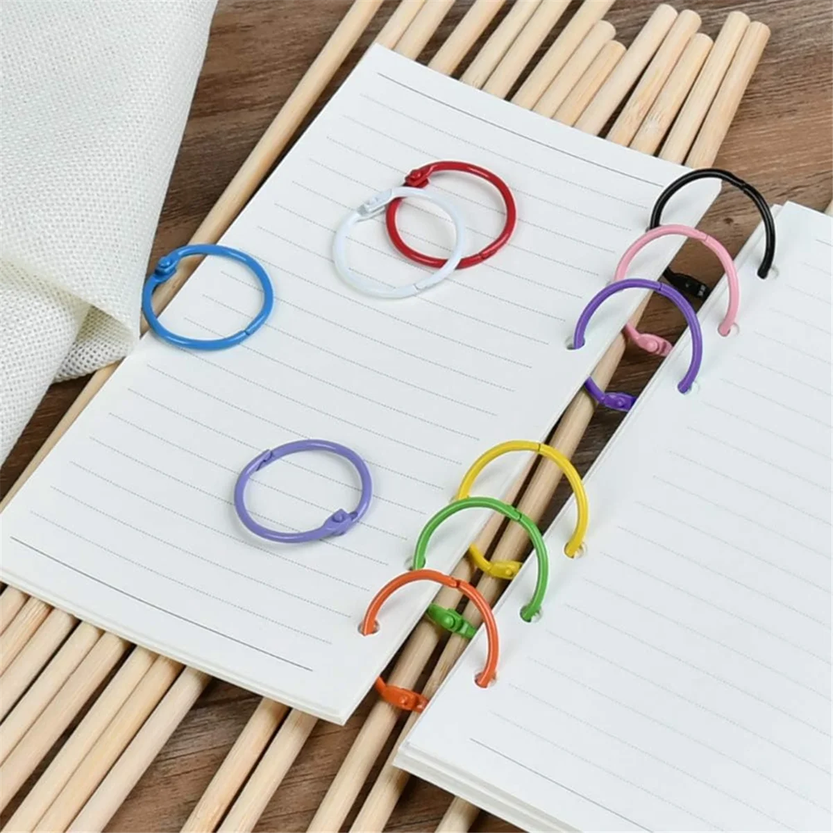 100Pcs Colorful Book Loose Leaf Binder Rings - 3cm Metal Loose Paper Notebook Rings Keychain Rings for Cards, Document