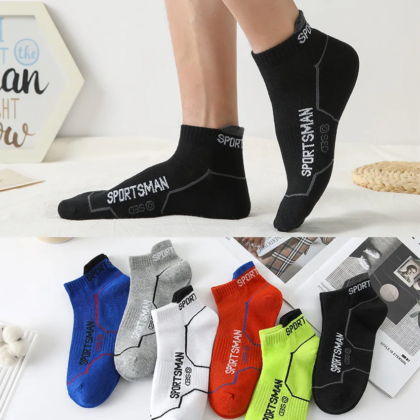 6Pairs High Quality Men Ankle Socks Breathable Cotton Sports Socks Mesh Casual Athletic Summer Thin Cut Short Socks Size 38-45