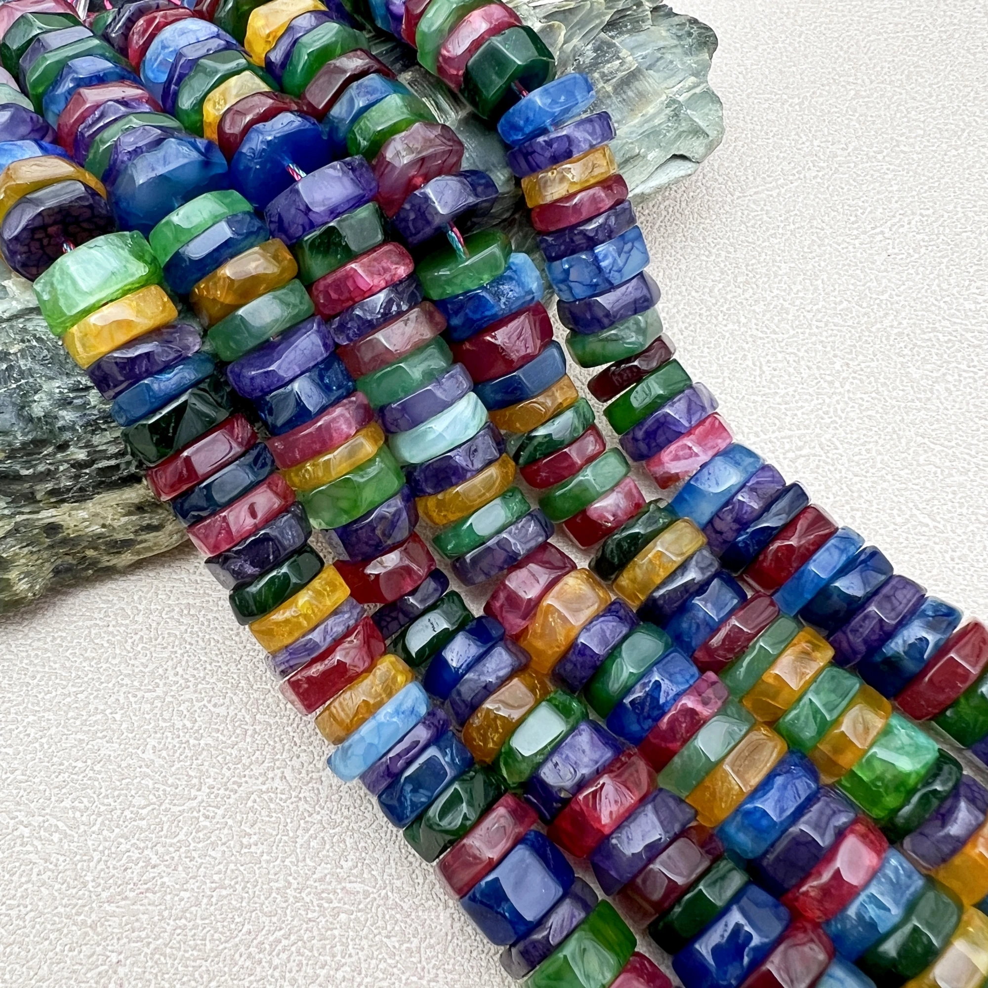 Multicolor Agates Wheel Space Beads For DIY Jewelry Making