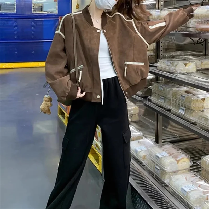 2025, Design Sinn Nische Dame Casual Baseball Jacke Frühling Herbst Femme Lange Ärmel Mantel Koreanische Frauen Erweiterte Mode Outwear