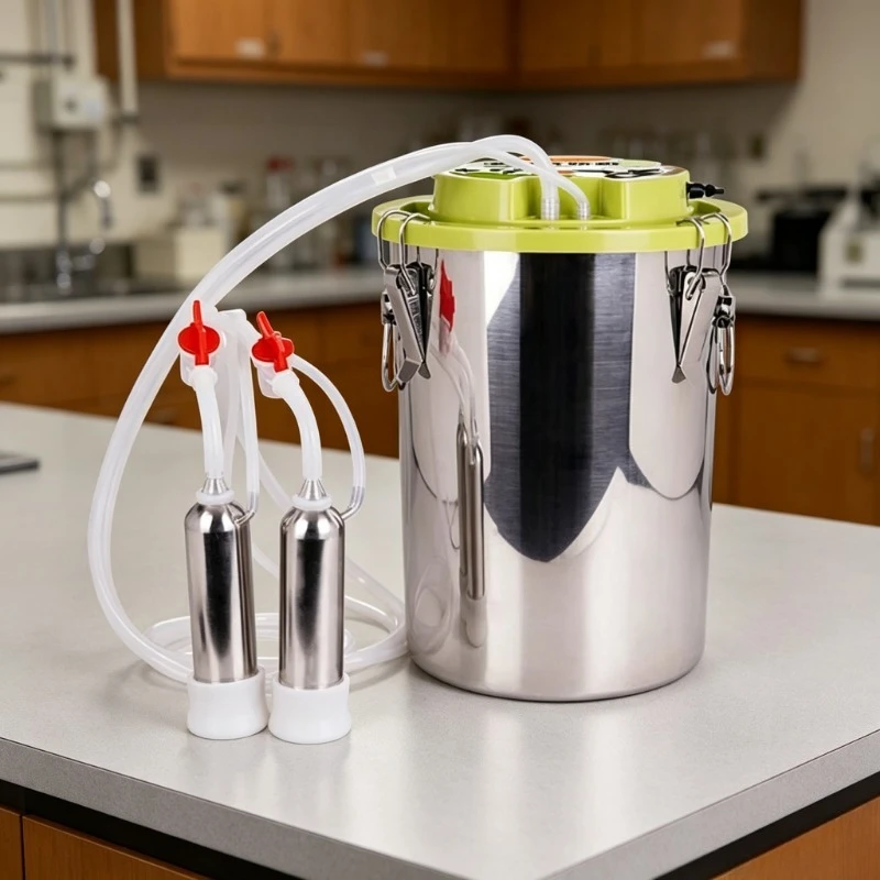 Portable Electric Pulse Milking Machine 8L/12L/16L Stainless Steel Bucket for Cow Goat Sheep Vacuum Suction Dairy Farm