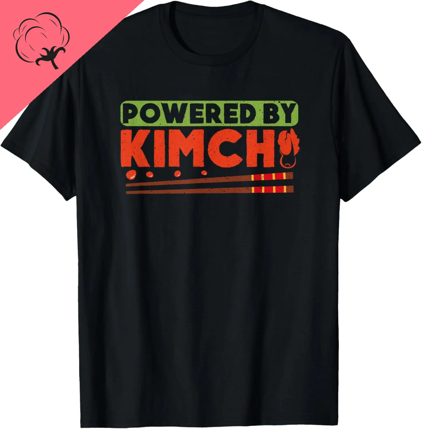 Powered By Kimchi Korean Asian Food Lovers Novelty T-Shirt Print Design Gifts T Shirts Unisex Summer Streetwear Tops Camiseta