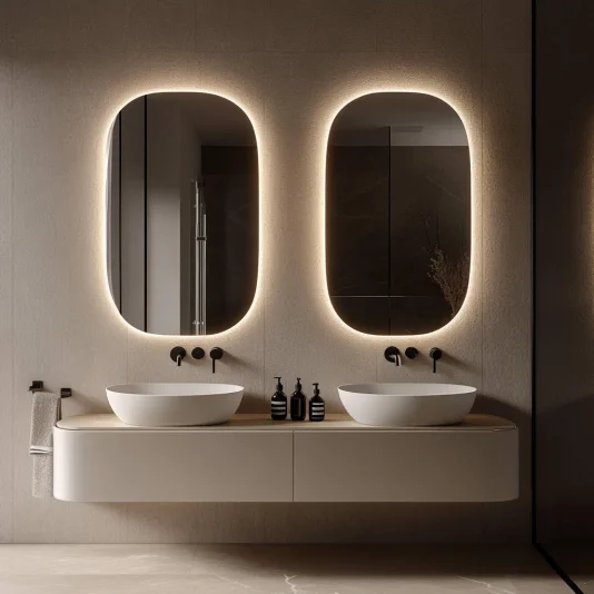 高級ヘアサロンミラーデザイン波状壁ミラーモダンな大型ミラー浴室用