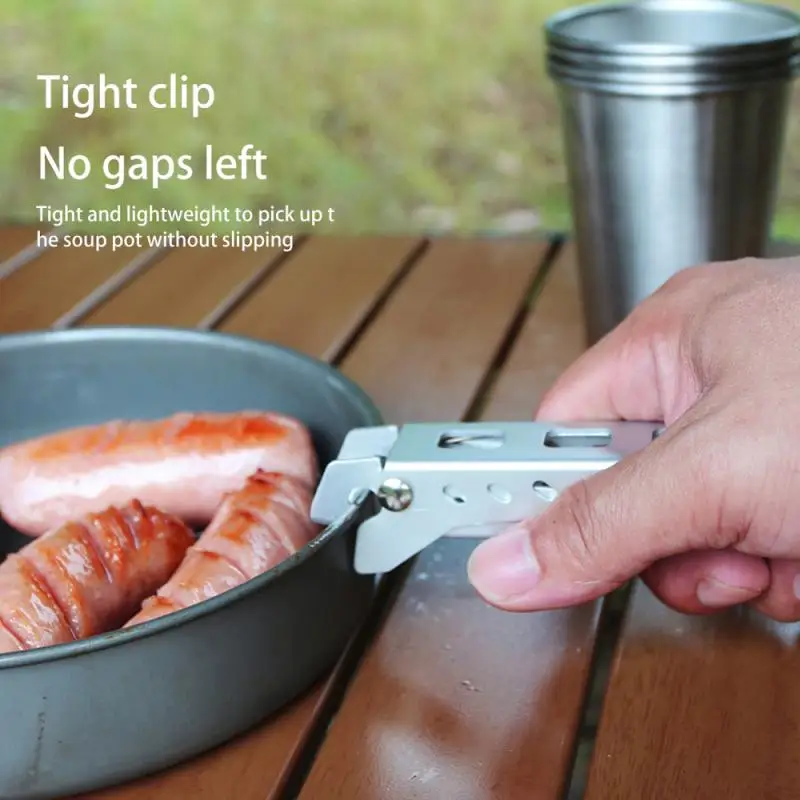 Anti-hot Handle Holder Clip Clamp Tool Outdoor Camping Anti-Scald Pot Pan Bowl Gripper Hiking Cooking Picnic Barbecue Cookware